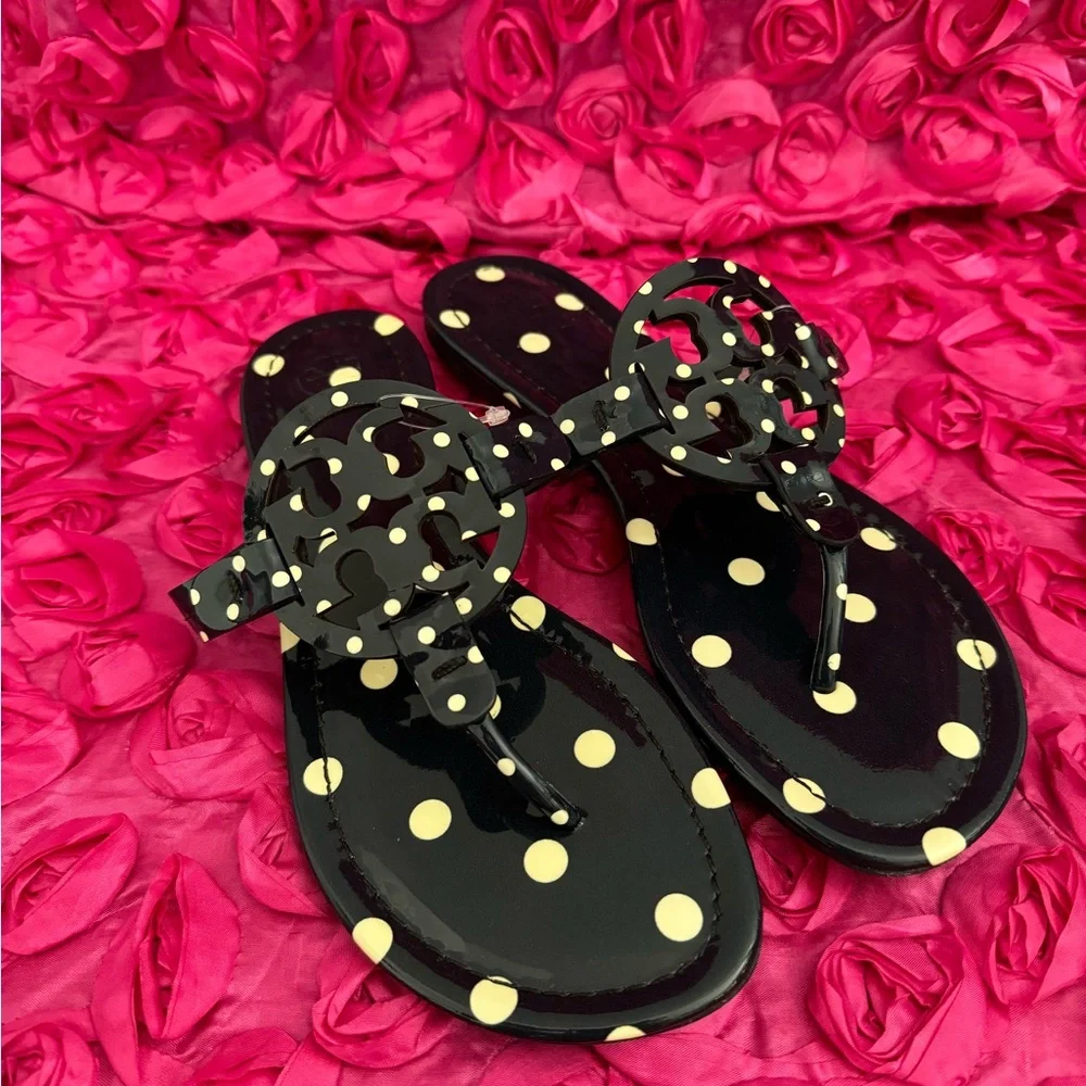 Tory Burch Miller Sandals Patent Leather Navy Classic